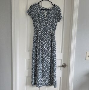 Sienna Sky Blue and White Flutter Sleeve Sundress
